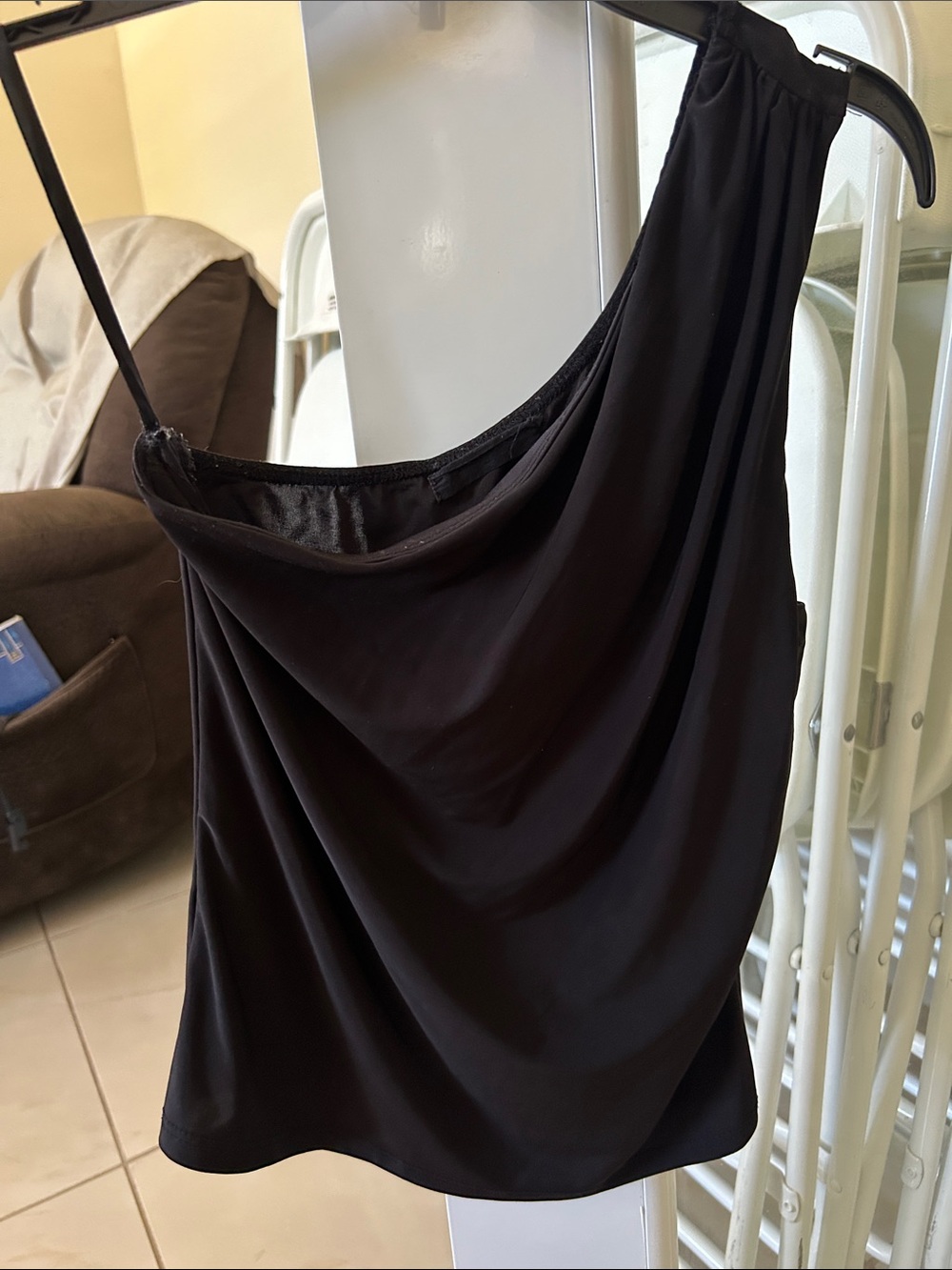 Marshalls Black One-Shoulder Draped Evening Dress
